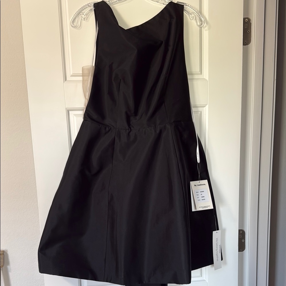 Watters Black One Shoulder A-Line Cocktail Dress